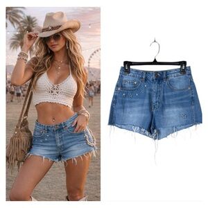 Vintage Y2K H&M Coachella Micro Jean Shorts Size 6 Festival Daydreamer Western
